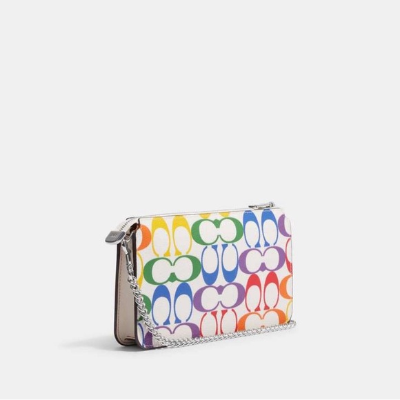 New Coach Poppy Crossbody In Rainbow Signature Canvas Limited Edition 🌈 - Picture 4 of 8